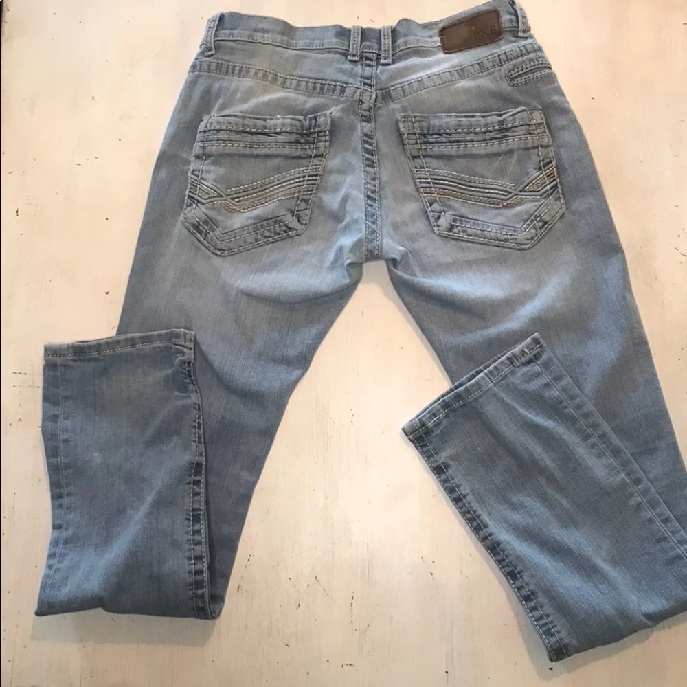 BKE Buckle Carter Straight Leg Jeans Light Wash 31R Denim Pants Blue Mens